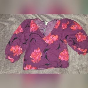 Purple floral blouse